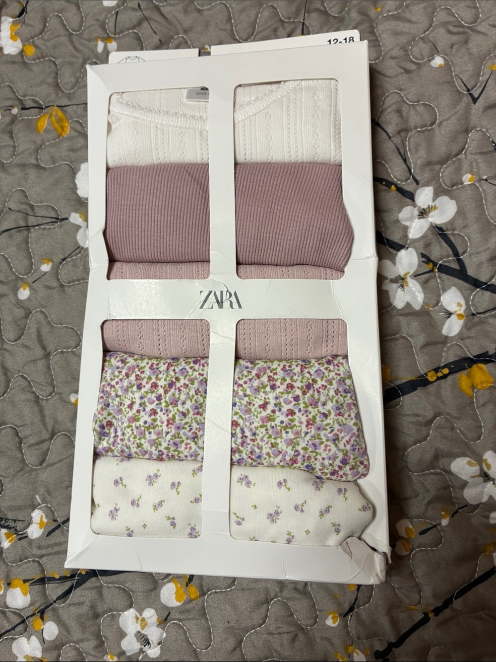 Zara Toddler Long-Sleeve Ribbed & Textured Bodysuits in White and Mauve